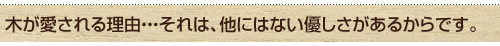 木が愛される理由・・・それは、他にはない優しさがあるからです。